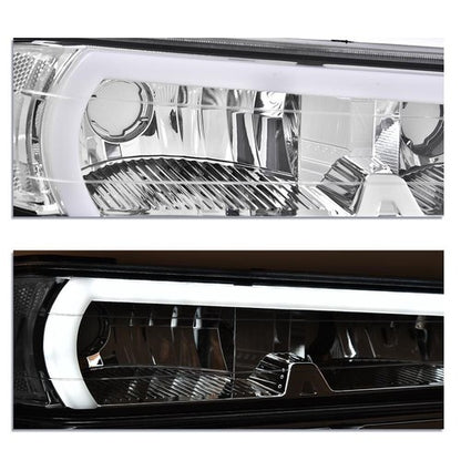 Solid Spare Fit For 04-12 Chevy Colorado GMC Canyon LED Tube Headlights Bumper Lamps Chrome