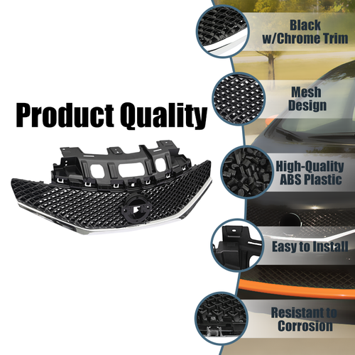 Front Grille & Cover & Fog Light Covers w/Bulbs For 2015-16 Nissan Versa Note SR