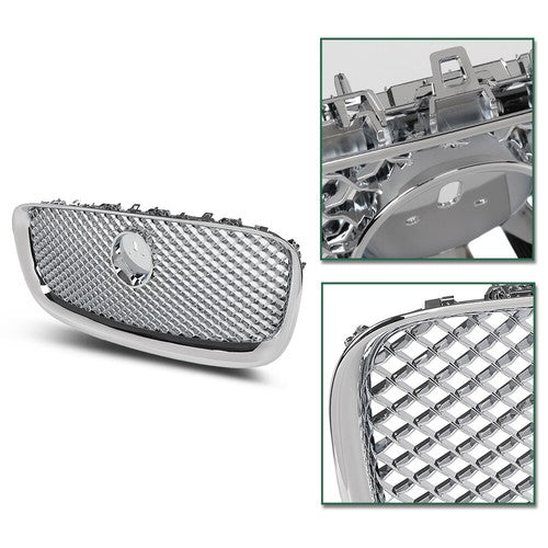 Solid Spare New Fit For 2012-2015 Jaguar XF XFR Silver Front Bumper Upper Mesh Grille