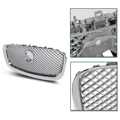Solid Spare New Fit For 2012-2015 Jaguar XF XFR Silver Front Bumper Upper Mesh Grille