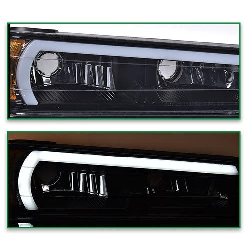 Solid Spare Fit For 04-12 Chevy Colorado GMC Canyon LED DRL Headlights Bumper Lamps Black