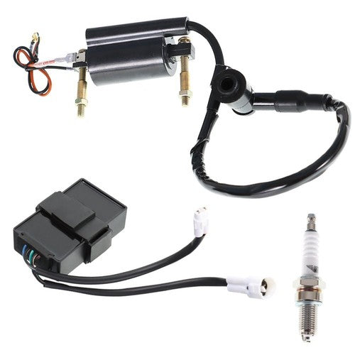 Solid Spare For 1988-2004 Kawasaki Bayou 300 KLF300B Ignition Coil CDI Spark Plug Kit