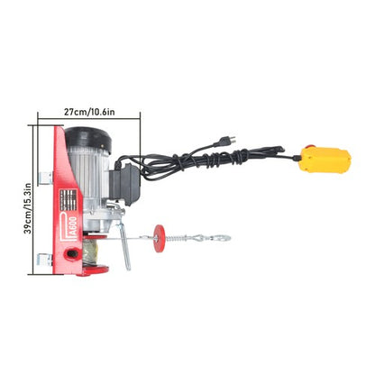 Solid Spare 1320lbs Mini Electric Hoist 14ft Wired Remote Control 1150W 20-40ft Height 110V