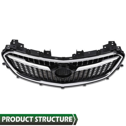 Solid Spare Front Bumper Upper Grille Grill w/ Chrome Trim Fit For 2017-2020 Buick Encore