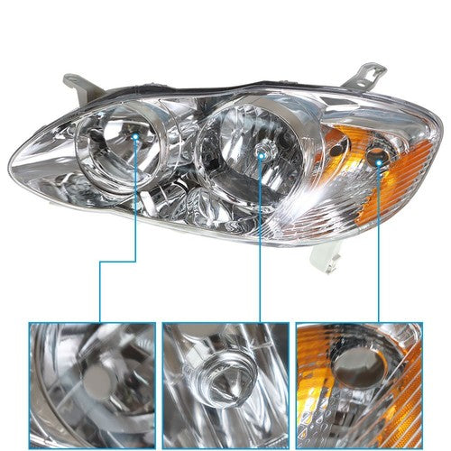 Solid Spare HeadLamps Headlights Fit For Toyota Corolla 2003-2008 Pair Left+Right Side