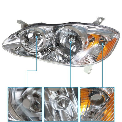Solid Spare HeadLamps Headlights Fit For Toyota Corolla 2003-2008 Pair Left+Right Side