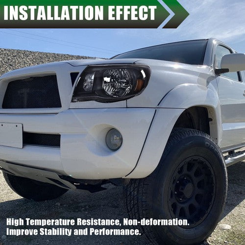 Solid Spare Fit For 05-11 Toyota Tacoma Amber Corner Black Headlights Left+Right Side