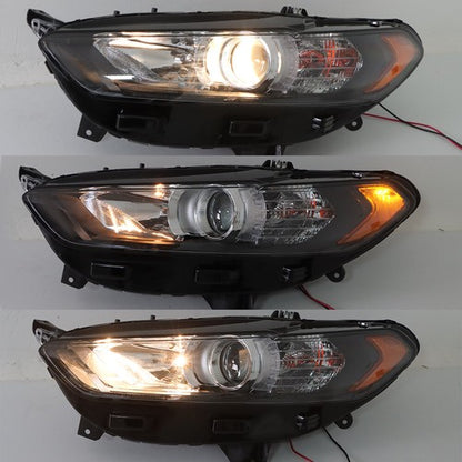 Solid Spare Clear Lens Headlights Replacement Halogen Black For Ford Fusion 2013-2016 LH+RH