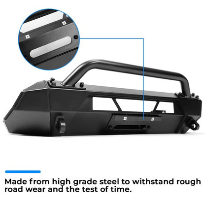 Solid Spare Steel Front Stubby Bumper Guard Bull Bar Hidden Winch For Toyota Tacoma 16-2023