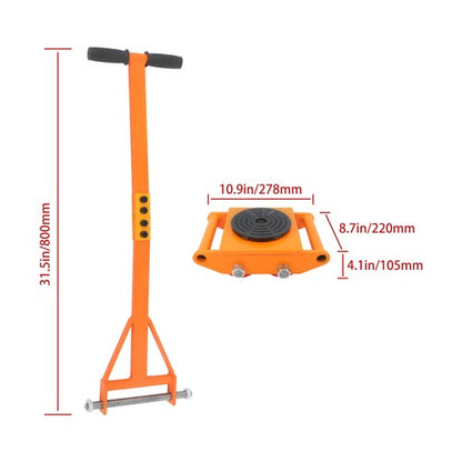 Solid Spare 4 Pcs Machinery Skates Dolly With Handle 360° Rotation 6T/13200Lbs Heavy Duty