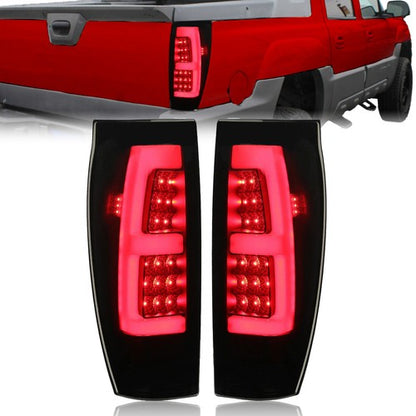 Solid Spare For 2002-06 Chevy Avalanche 1500 2500 LED Tube Bar Black Smoked Tail Lights Pair