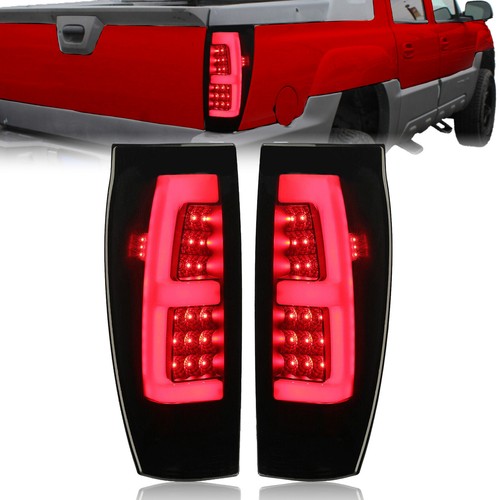 Solid Spare For 2002-06 Chevy Avalanche 1500 2500 LED Tube Bar Black Smoked Tail Lights Pair