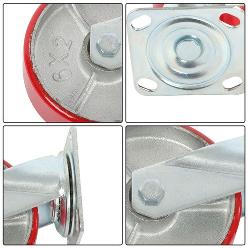 Solid Spare 6" × 2" Tilt Casters Heavy Duty Swivel Caster Wheel 1250 Lbs Industrial Casters