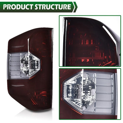 Solid Spare Fit For 14-21 Toyota Tundra Smoke Rear Tail Lights Brake Lamps Assembly Pair