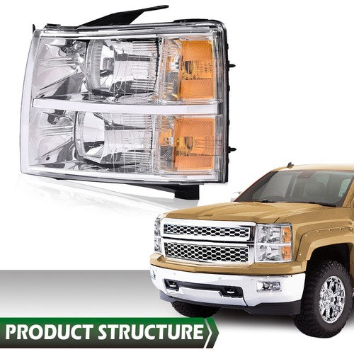 Solid Spare Headlight Fit For 2007-2014 Chevy Silverado 1500 2500HD 3500HD Left Driver Side
