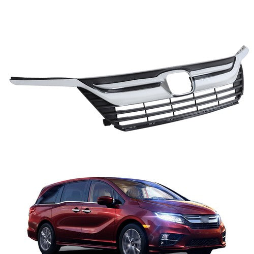 Solid Spare Front Upper Grille Bumper Grill Chrome Headlight Eyelid For 18-21 Honda Odyssey