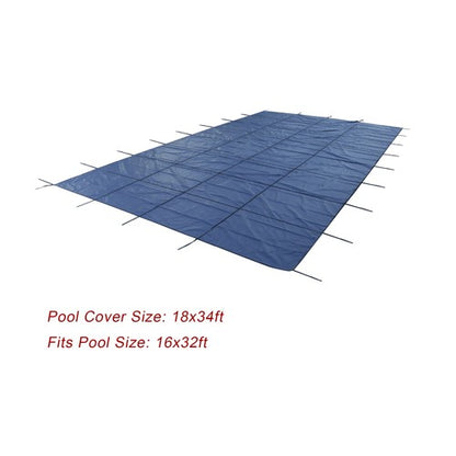 Solid Spare 18x34 ft Pool Safety Cover Rectangular Inground Swimming Pool Cover For 16x32 ft