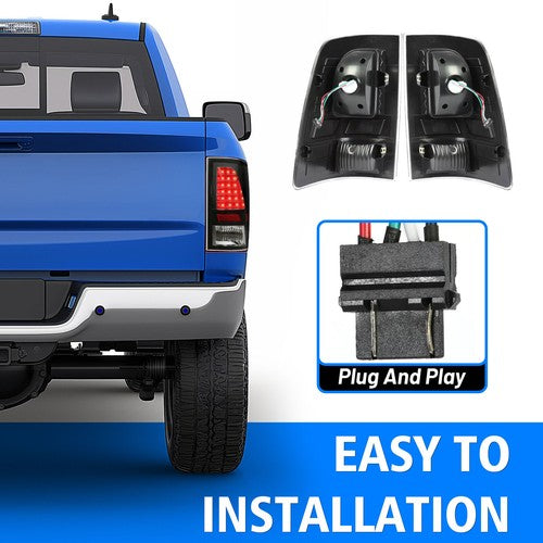 Solid Spare For 2009-2018 Dodge Ram 1500 2500 3500 LED Black Tail Lights Brake Lamps A Pair