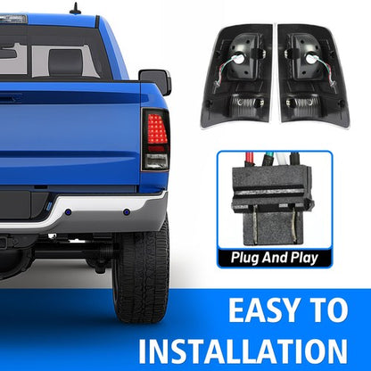 Solid Spare For 2009-2018 Dodge Ram 1500 2500 3500 LED Black Tail Lights Brake Lamps A Pair