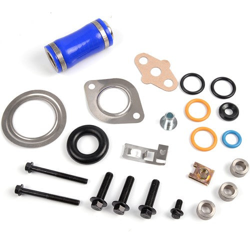 Solid Spare Fit For 2003-2010 Ford Diesel 6.0L Inlet Manifold Gasket Set + Blue Hose
