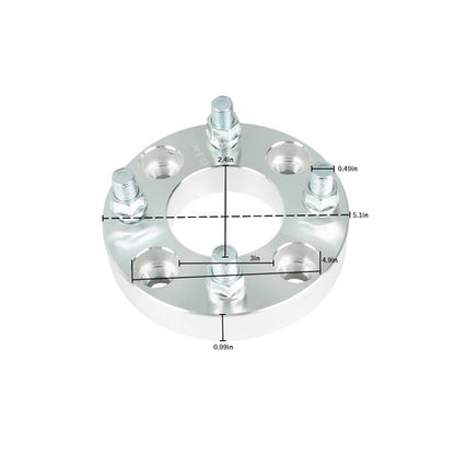 Solid Spare Wheel Flange 1" 4x101.6mm Hub Bore 62mm Thread Size 1/2"x20 Silver 2Pcs