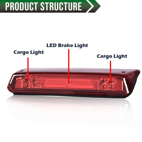 Solid Spare Fit For 04-08 Ford F-150 LED 3rd Third Brake Light Cargo Lamp Red/Chrome