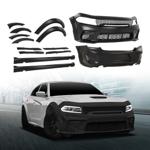 Solid Spare Front and Rear Bumper Hellcat Style Fit For 2015-2023 Dodge Charger Widebody Kit