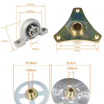 Solid Spare Drift Trike Go Kart Rear Live Axle Kit Sprocket Hub Brake Assembly Hub Chain USA