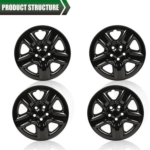Solid Spare 4 Black For Toyota RAV4 2006-2012 17" Wheel Skins Hub Caps Full Rim Skin Covers