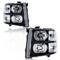 Solid Spare For 2007-2013 Chevy Silverado 1500 2500 HD Black Housing Headlights Left & Right