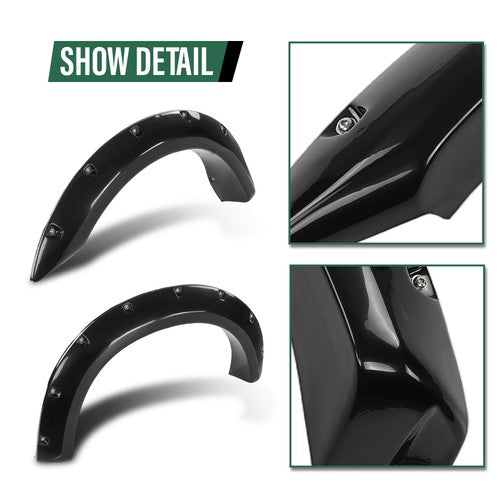 Solid Spare 4pcs Pocket Rivet Bolt On Fender Flares Smooth Black Fit For 93-11 Ford Ranger