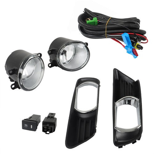 Solid Spare Fit For Toyota Camry 2007-2009 Front Fog Lights Lamps+Bezel+Switch Kit Clear New