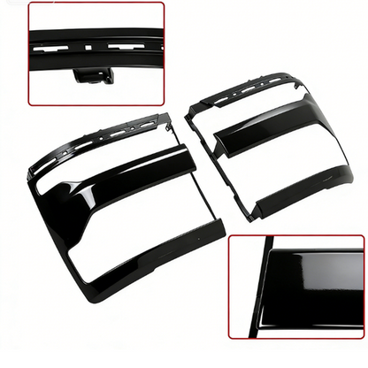 Headlight Trim Bezel Cover For Chevy Silverado 1500 2016-2018 Black LH+RH Pair