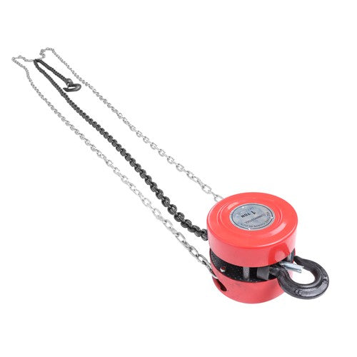 Solid Spare Chain Hoist Chain Block 1 Ton Capacity 10 Feet Lift Steel Construction Red