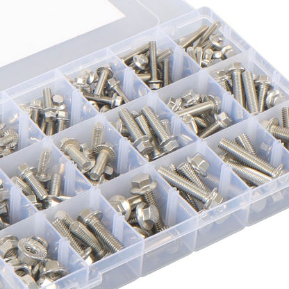 Solid Spare 245 Pcs Heavy Duty Flanged Bolts And Nuts Kit M6 M8 M10 Stainless Steel