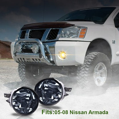 Solid Spare Fit For 04-15 Nissan Titan/05-07 Armada Smoke Lens Bumper Fog Lights w/ Bulbs