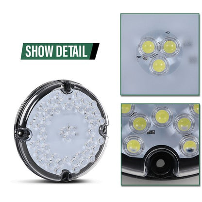 Solid Spare Fit For School Bus Transit Vehicle7" Round White Led Back-up Reverse Tail Light