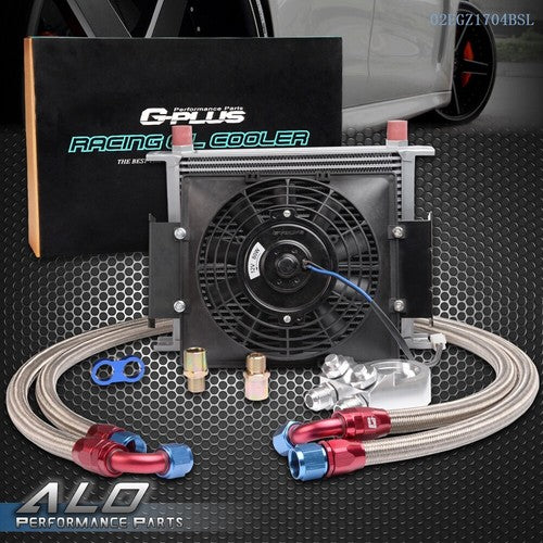 Solid Spare 30 Row 10AN Universal Aluminum Transmission Engine Oil Cooler + 7" Cooling Fan