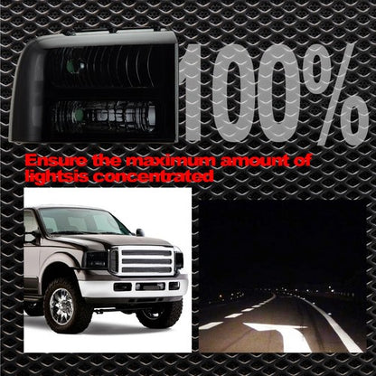 Solid Spare Fit For 2005-2007 Ford F250 F350 Super Duty Clear Corner Smoked Headlights