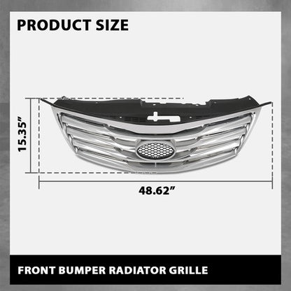 Solid Spare Fit For 12-14 Hyundai Azera Front Bumper Upper Grille Grill Black & Chrome