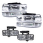 Solid Spare Fit For 99-02 Silverado/00-06 Suburban Chrome Clear Headlights + Fog Lights