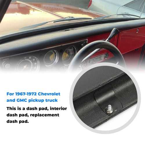 Solid Spare FOR 1967-1972 Chevy / GMC C10 Truck Dash Pad Cover- Black 67 68 69 70 71 72