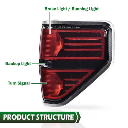 Solid Spare LE DRL Projector Headlights Tail Lights Lamps Fit For 2009-2014 Ford F-150