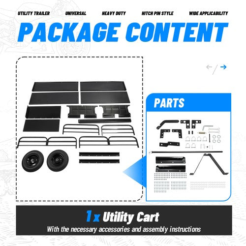 Solid Spare For UTV ATV Heavy Duty Dump Cart Garden Utility Trailer Yard Lawn Mower 750lb