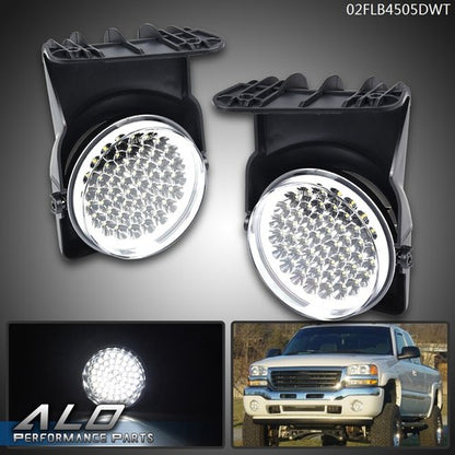 Solid Spare Fit For 2003-2006 GMC Sierra 1500 2500 3500 White Full LED Fog Lights Left+Right