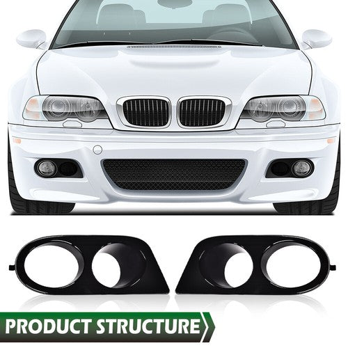 Solid Spare Fit For 2001-2006 BMW E46 M3 2-Door Fog Light Covers Bezel Trim Left+Right