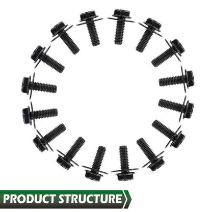 Solid Spare Universal Car Body Bolts- M6-1.0 x 16mm Long- 17mm Washer- 10mm Hex- 20pcs