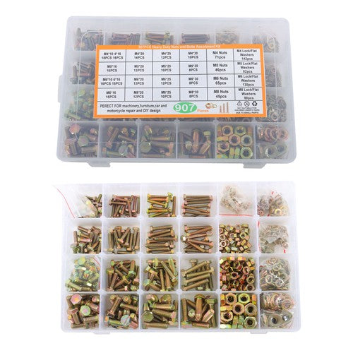 Solid Spare Grade 8.8 Metric Bolt Assortment M4 M5 M6 M8 Heavy Duty Bolts and Nuts Kit 907!