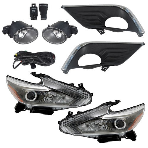 Solid Spare LED Headlights Replacement For 2016-2018 Nissan Altima Halogen Fog Lights L+R