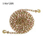 Solid Spare G70 1/4in×20ft Transportation Bundle Chain Steel Gold 3150lbs with Clevis Hooks